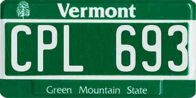 VT license plate CPL693