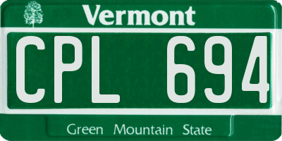 VT license plate CPL694