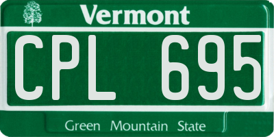 VT license plate CPL695