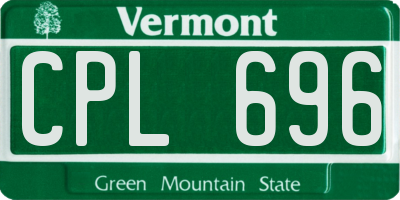 VT license plate CPL696