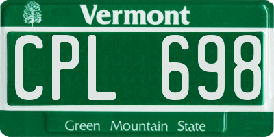 VT license plate CPL698