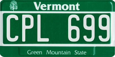 VT license plate CPL699