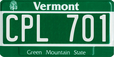 VT license plate CPL701