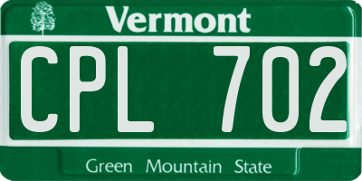 VT license plate CPL702