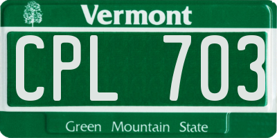 VT license plate CPL703