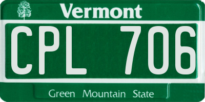 VT license plate CPL706