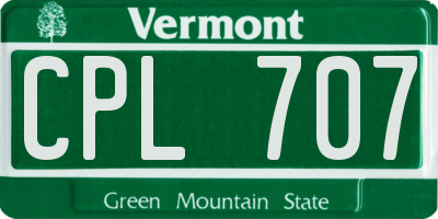 VT license plate CPL707