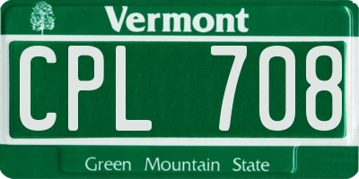 VT license plate CPL708