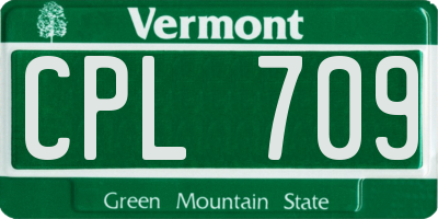 VT license plate CPL709