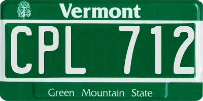 VT license plate CPL712
