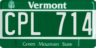 VT license plate CPL714