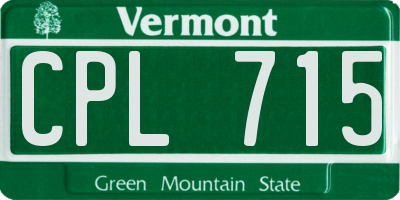 VT license plate CPL715