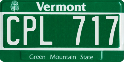 VT license plate CPL717