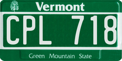 VT license plate CPL718