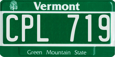 VT license plate CPL719