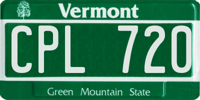 VT license plate CPL720