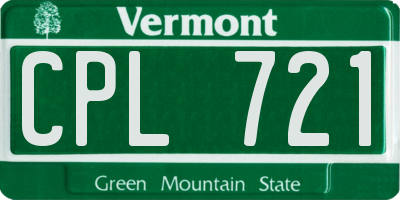 VT license plate CPL721