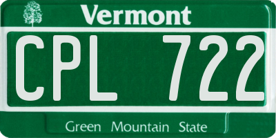 VT license plate CPL722