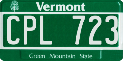 VT license plate CPL723