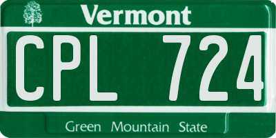 VT license plate CPL724