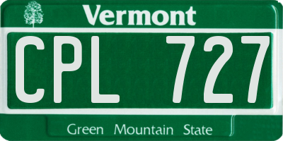 VT license plate CPL727