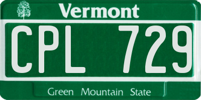 VT license plate CPL729