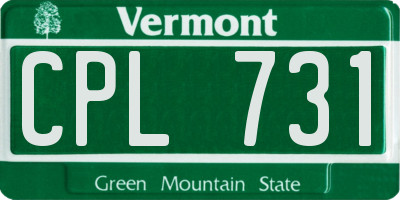VT license plate CPL731
