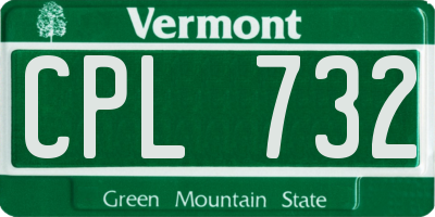 VT license plate CPL732