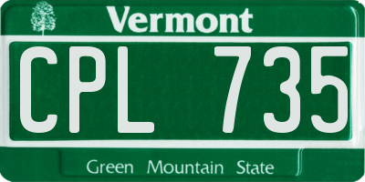 VT license plate CPL735