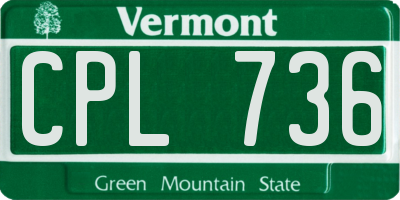 VT license plate CPL736