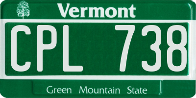 VT license plate CPL738