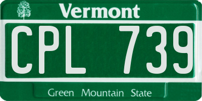 VT license plate CPL739