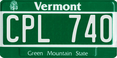VT license plate CPL740