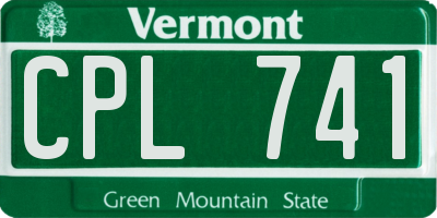 VT license plate CPL741