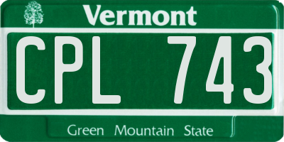 VT license plate CPL743