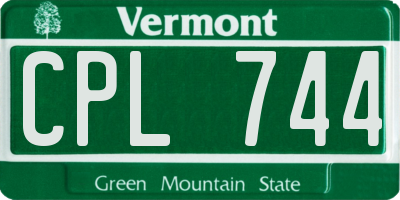 VT license plate CPL744
