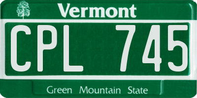 VT license plate CPL745