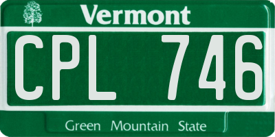 VT license plate CPL746