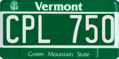VT license plate CPL750