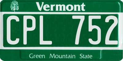 VT license plate CPL752