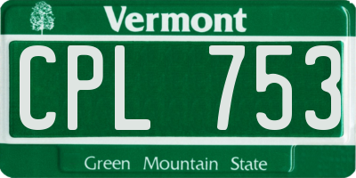 VT license plate CPL753