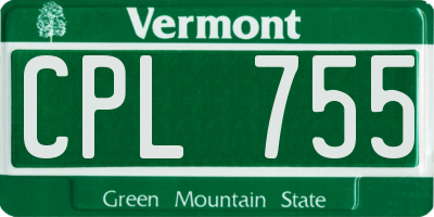 VT license plate CPL755