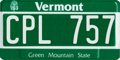 VT license plate CPL757