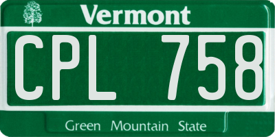 VT license plate CPL758