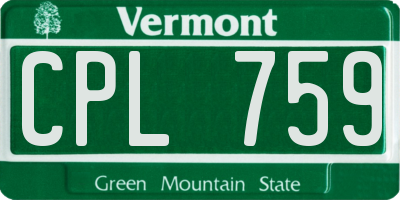 VT license plate CPL759