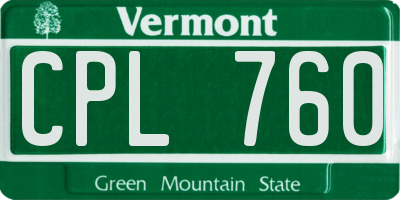VT license plate CPL760