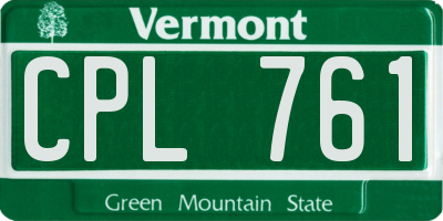 VT license plate CPL761