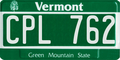 VT license plate CPL762