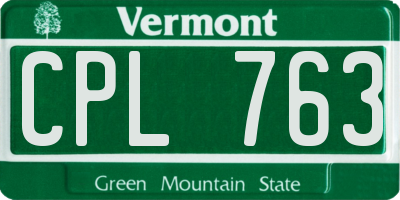 VT license plate CPL763