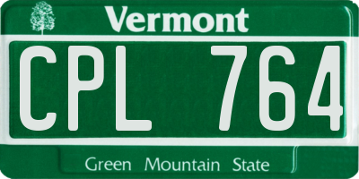 VT license plate CPL764